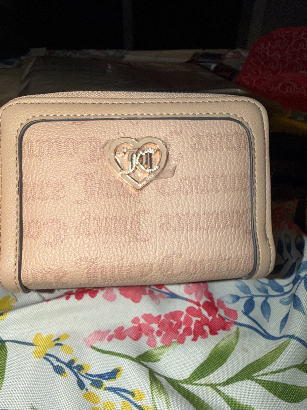 NEW Juicy Couture Heart Logo Blush Pink(ish) double zip Wallet